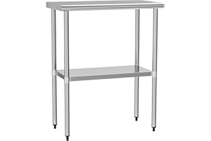 HOCCOT Stainless Steel Table for Prep & Work 18" X 30" inches with Adjustable Shelf, Commercial Workstations, Utility Table in Kitchen Garage Laundry Room Outdoor BBQ