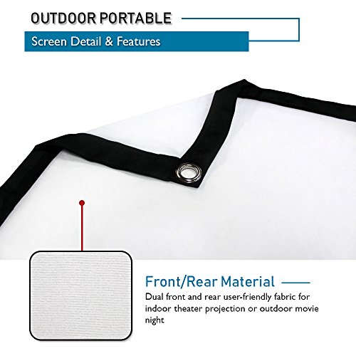 Akia Screens 120 inch Outdoor Portable Projector Screen Collapsible 16:9 Anti-Crease Foldable Dual Front Rear Retractable 120â€ Movie Theater Projection Screen Home DIY Hang Grommet AK-DIYOUTDOOR120H