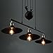 Industrial Vintage Retro Linear Chandelier - LITFAD 35'' Wide Edison Metal Hanging Ceiling Light Gorgeous Pendant Light Island Light Fixture Black Finish with 3 Lights