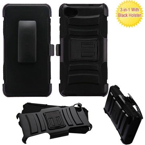 For ZTE ZFive G LTE Z557BL / ZTE ZFive C Z558VL / ZTE Avid 4 / ZTE Fanfare 3 / ZTE Blade Vantage / ZTE Tempo X / ZTE Tempo Go Case Armor Hybrid Cover Stand LuxGuard Holster (CrossHatch Print)