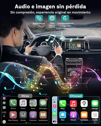 OTTOCAST Mini Nova 2026 Upgraded, Adattatore CarPlay Wireless Android Auto, WiFi Dual-Band, Riconnessione Automatica Rapida, Plug & Play USB, Per Auto con CarPlay Cablato OEM dal 2016