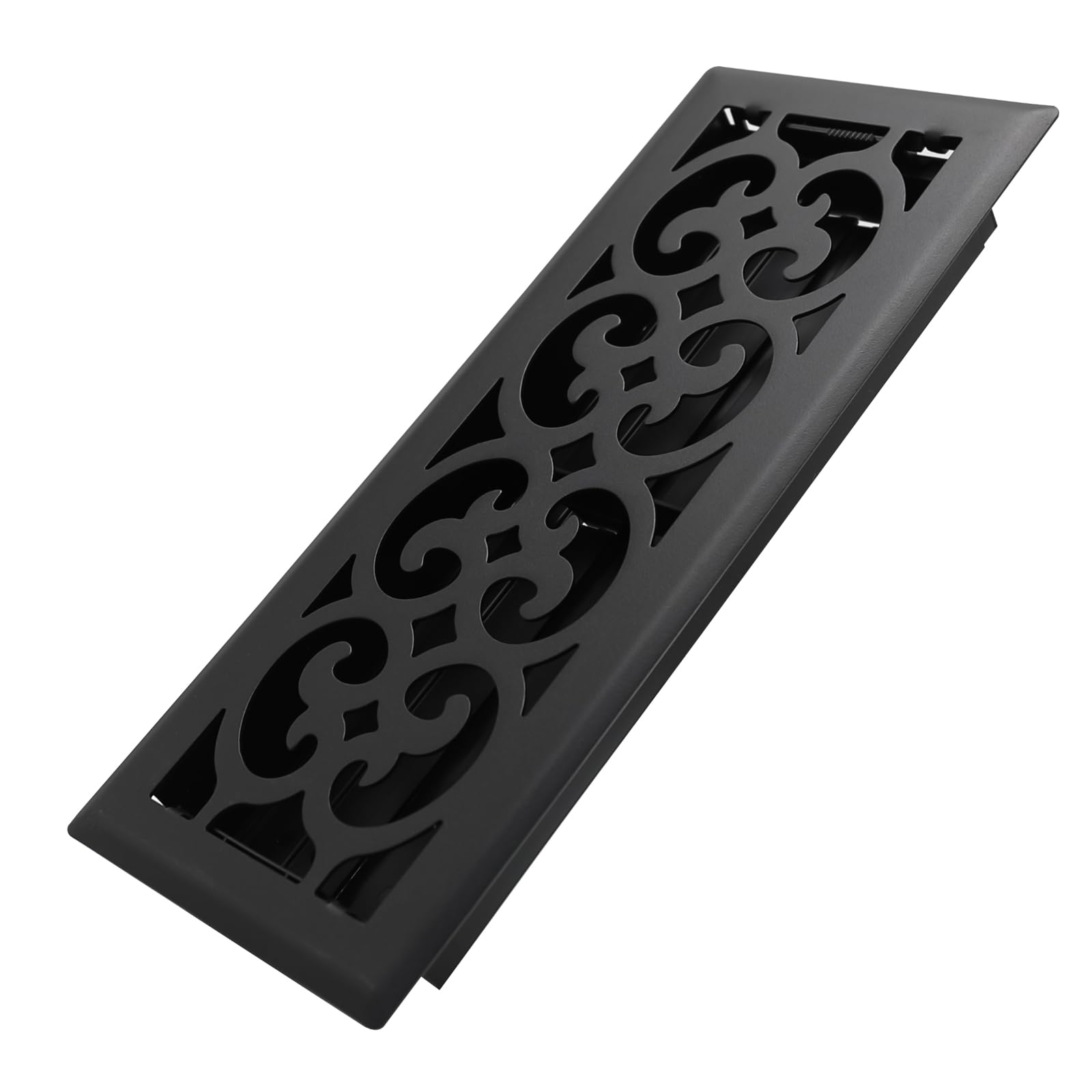 Photo 1 of Howeall 4x12 Inches Heavy Duty Walkable Floor Register Easy Adjust Air Supply Lever Floor Vents - Charlotte Design - Vent Cover for Home Floor - Matte Black