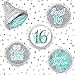 DISTINCTIVS Blue and Silver Sweet 16 Birthday Party Favor Chocolate Kisses Candy Stickers, Sweet Sixteen Stickers - 180 Count