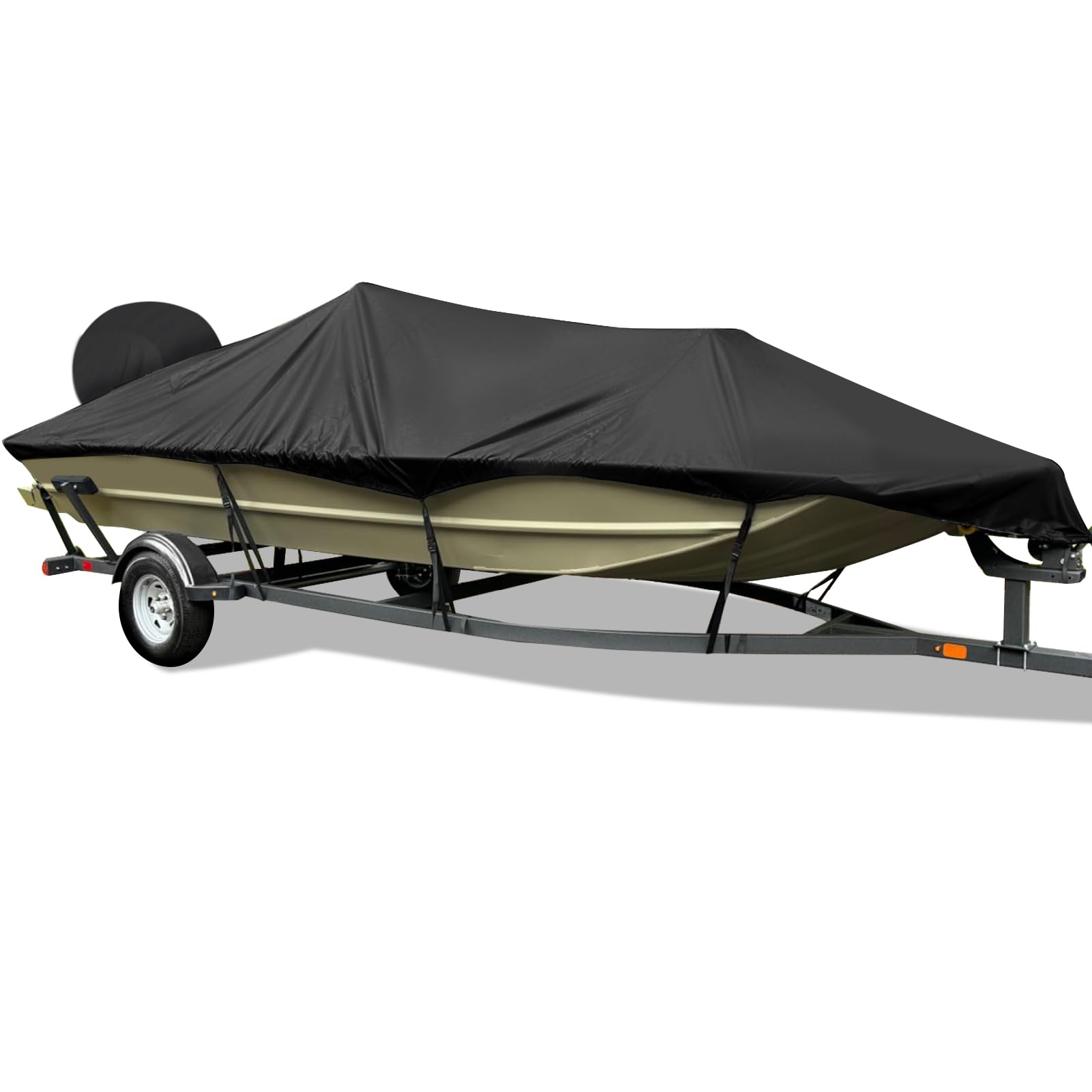 Photo 1 of Mionovity Bass Boat Cover 16-18.5 ft, 800D Canvas Heavy Duty Waterproof Boat Cover 16 17 18 Foot?16' 17' 18.5' with Motor Cover, Fits V-Hull,Fishing,Runabout Bowrider Boat