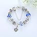 Bamoer Women's Beaded Charm Bracelet Queen European Style Snow Murano Glass Bead Heart Love Dangle Charm Bracelets DIY Beaded Charm Bracelet for Girls Various Color for Choices(Blue 7.87inch/20cm)