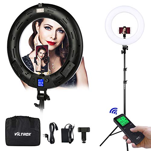 VILTROX VL-600T LED Ring Light Photo Video Lighting Kit 45W Bi-color 3300k-5500k 17.7inch Outer Dimmable for Portrait Selfie Youtube Makeup Fashion Photography