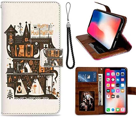 Wallet Leather Card Holder Case Fit for iPhone X, iPhone 10, iPhone Xs Trick or Treating Stand Shockproof Bumper Protective Cover Fashionable