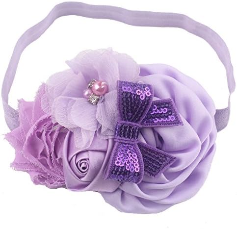 Queengirls Baby Girls Flower Headbands and Bows lilac