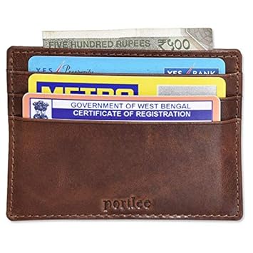 Portlee Slim Card Holder Wallet - Russet Brown