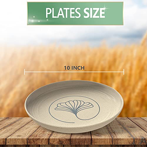 Greenature Wheat Straw Plates Set of 4 Dinnerware for Kids and Adults