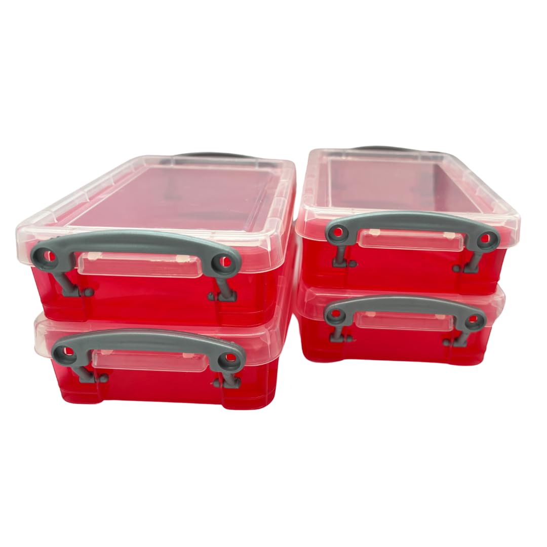 Generic Really Useful Plastic Storage Box 0.35 Litre (Pack of 4) (Red)