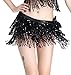 MUNAFIE Women's Belly Dance Hip Scarf Performance Outfits Skirt Festival Clothing Black,One Size
