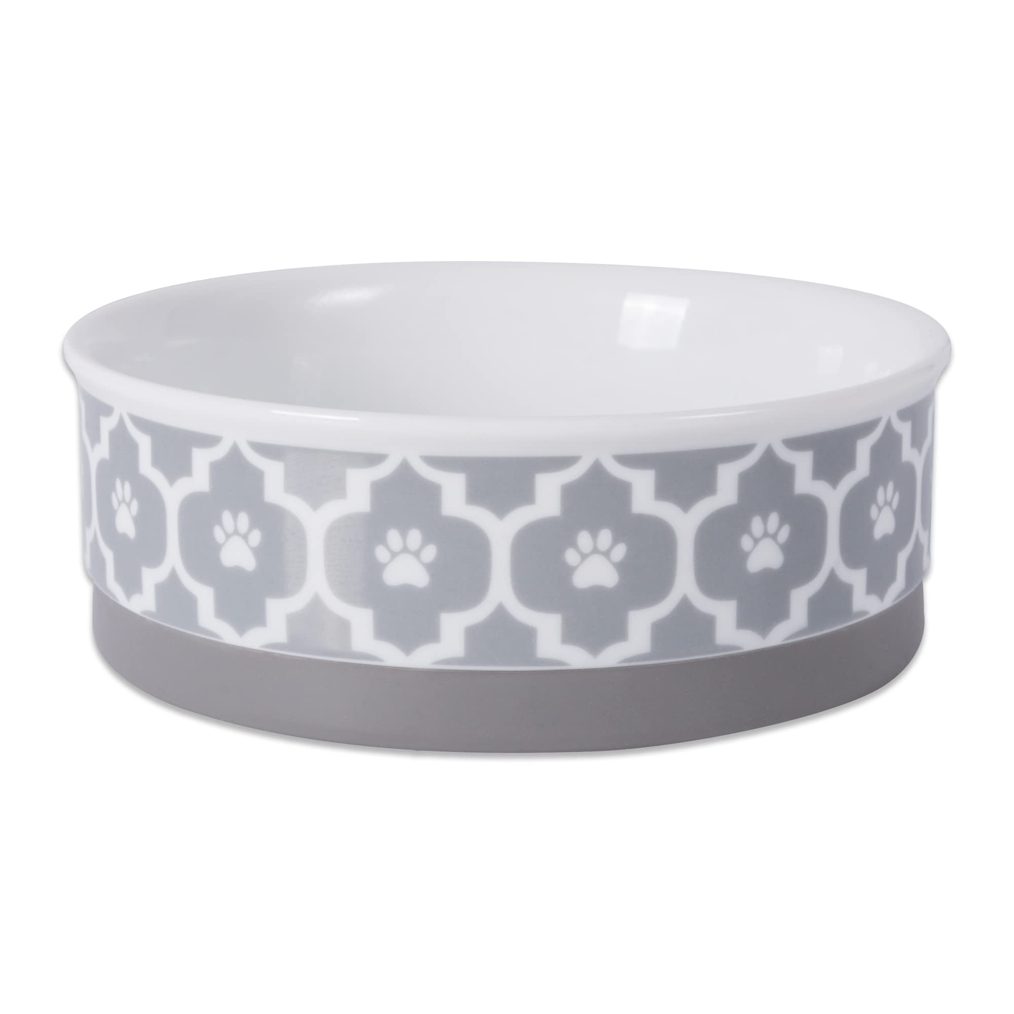 Bone Dry Lattice Collection Pet Bowl & Canister, Single Dish, Medium 6x2", Gray
