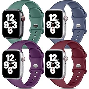 Dirrelo Bands Compatible with Apple Watch Band 38mm 40mm 41mm, [4-Pack] Soft Silicone Strap Wristbands for iWatch Band…