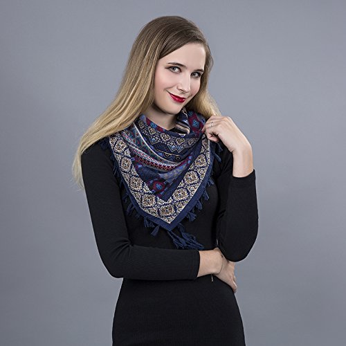 EVRFELAN Women Boho Scarf Tassel Shawl Tapestry Tablecloth Beach Towel Picnic Throw Wall Hanging Yoga Mat Ladies Cotton Scarves by Popular Handicrafts (Blue2)