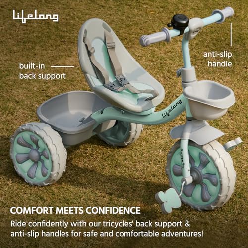 Lifelong Trike Cycle for Kids Cycle 2-5 Years - Tricycles for Boy&Girl - Baby Cycle -Bicycle for Kids - Bike for Kids with 3 Eva Wheels, Bell & Basket for Toys -Durable Tricycle 30Kg Capacity (Green) 3