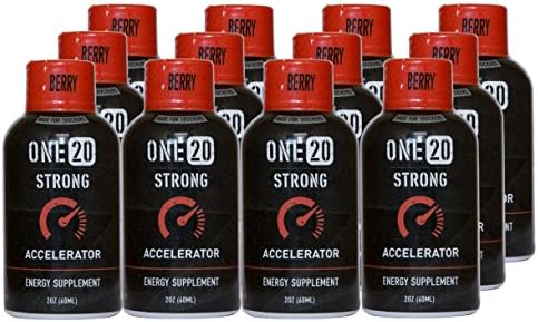 ONE20 Strong Energy Shot Zero Sugar and Calorie Energy Drink, Berry Accelerator (12 count, 2 oz Bottles)