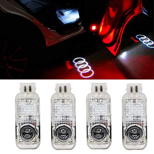 biukpci Car LED Door Logo Ghost Shadow Projector Welcome Lamp Symbol Emblem Step Courtesy Lights Ground Kit for Audi Series (4 Pack)