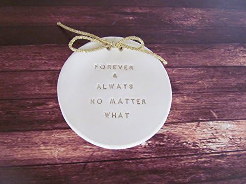 Handmade Personalized "Forever and always no matter what" Engraved Ceramic Dish - Alternative Ring Bearer Pillow, Wedding Shower Gift, Engagement Gift, Valentine's Day Gift