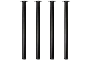 QLLY 30 inch Adjustable Tall Metal Desk Legs, Office Table Furniture Leg Set, Set of 4 (30 inch, Black)