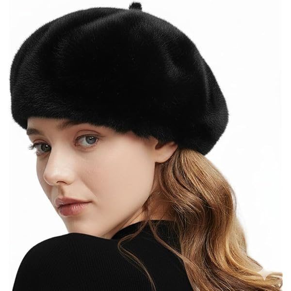 Faux Fur Beret Winter Furry Beret Hats Fluffy Fuzzy Warm  display picture 1