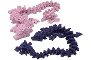 BEAR AND WOLF STUDIO 3D Printed Articulated Flexi Orchid Dragon Version 1 Fidget Toy (Small, Galaxy Gold)