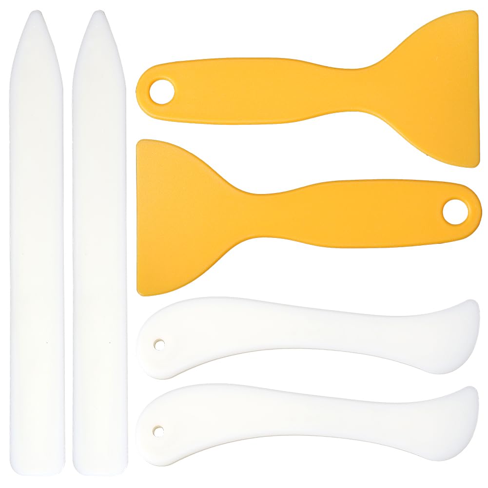CRASPIRE 6Pcs Bone Folders Paper Creaser Crafts Scoring Folding Creasing Paper Crafting Tool Set Bone Origami Creaser Leather Burnishing Card Making with Plastic Scraper Tool for DIY Supplies Paper
