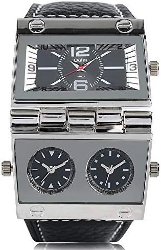 Watches for Men Women, OULM Large Watch for Men, Rectangle Radio Style Gig Dial Unique Quartz Wristwatch