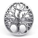 KONOV Mens Stainless Steel Ring, Tree of Life, Silver