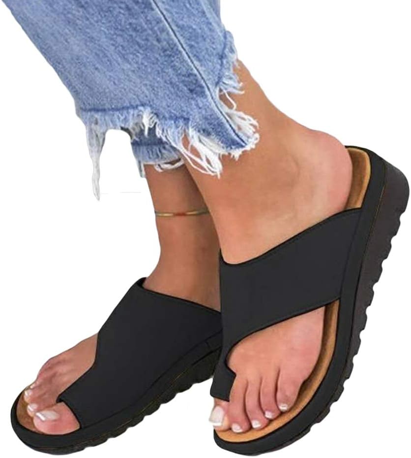 Aquarius CiCi Womens Fashion Flats Wedges Comfy Platform Sandal Shoes Summer Open Toe Ankle Casual Shoes Roman Slippers Toe Ring Slippers Flip Flops