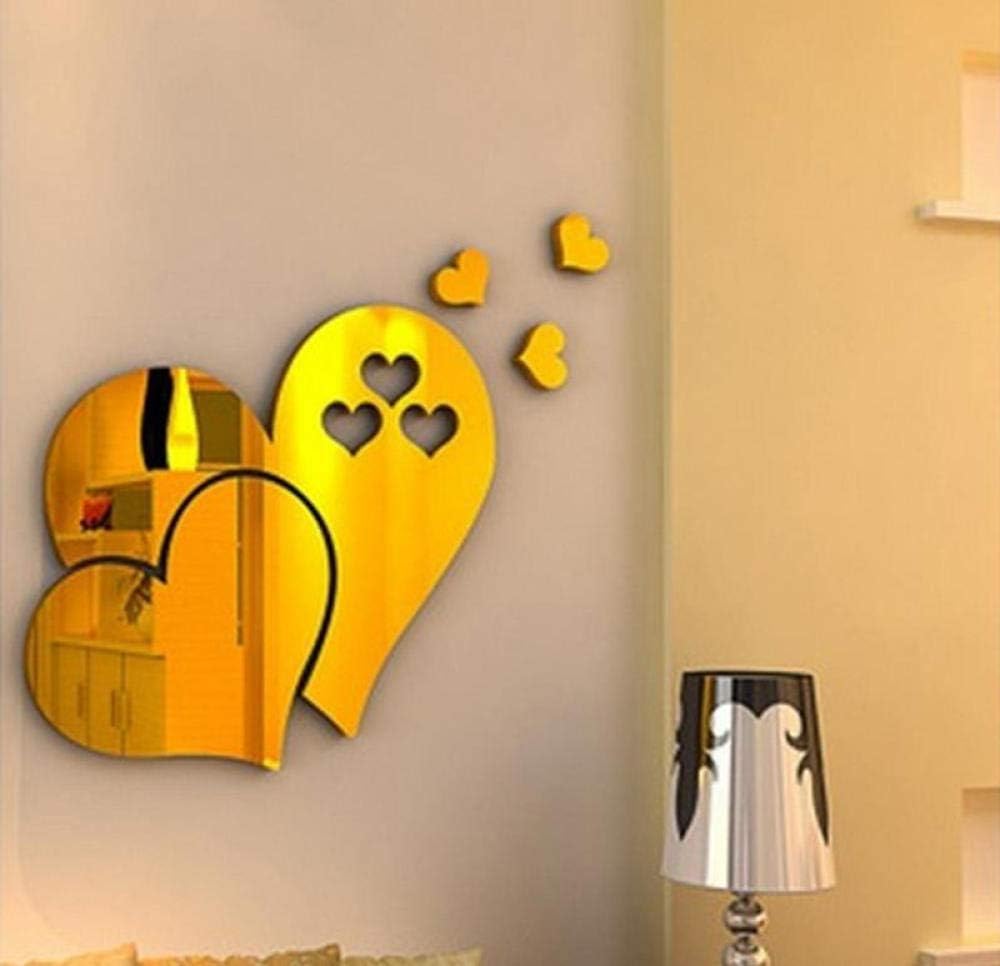 JHJUH Espejo cálido en Forma de corazón 3D acrílico Pared DIY hogar