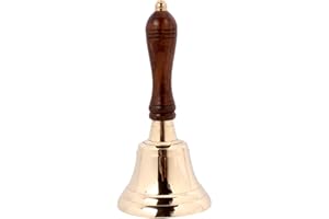 HANDCRAFTED TRADING CO. 8.5" Solid Brass Large Hand Bell Call Bell Weddings Bell Christmas Bell School Bell