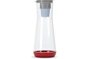 Hydros Water Filter Pitcher, 40 oz Slim Design, Patented Fast Flo Tech, Dishwasher Safe, Fills in Just 40 Seconds, BPA Free, 5 Cup Capacity, Red