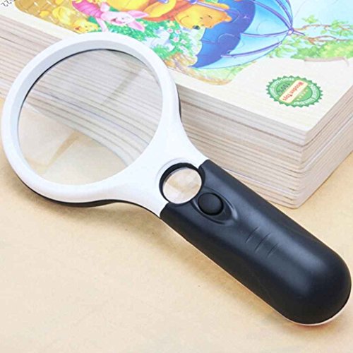 MuLuo LED Light 45X Magnifying Glass Lens Handheld Mini Pocket Microscope Reading Jewelry Loupe Glass - Thumbnail 4