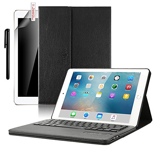 iPad Pro 10.5 Keyboard Case, Boriyuan Smart Case Stand Folio Leather Cover with Detachable Keyboard and Screen Protector +Stylus for Apple iPad Pro 10.5 inch 2017 (Black)