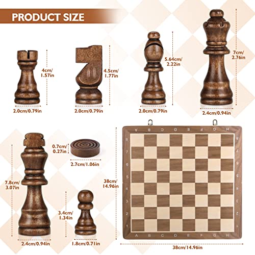Peradix 15" Wooden Chess Set Folding Chess Board, Portable