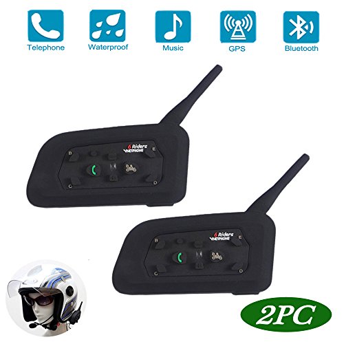 EstgoSZ 2x BT 1200m Wireless Motorcycle Helmet Bluetooth 3.0 Intercom Headset Motorbike Interphone Connect Up to 6 Riders for Outdoor cycling, skiing, mountain climbing