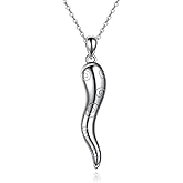 Italian Horn Pendant Necklace for Women 925 Sterling Silver Lucky Protection Amulet Jewelry Gift