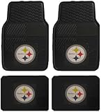 NFL Pittsburgh Steelers Car Floor Mats Heavy Duty 4-Piece Vinyl - Front and Rear
