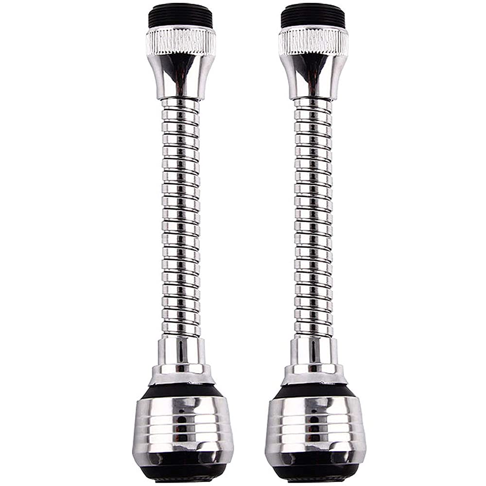 2 Pieces Water Saving Tap, Splash Proof Faucet, Multi Function Faucet, Aerator Water Saving Faucet, Hose Faucet Aerator, Water Faucet Aerator, for Kitchen, Bathroom, Toilet (Silver)