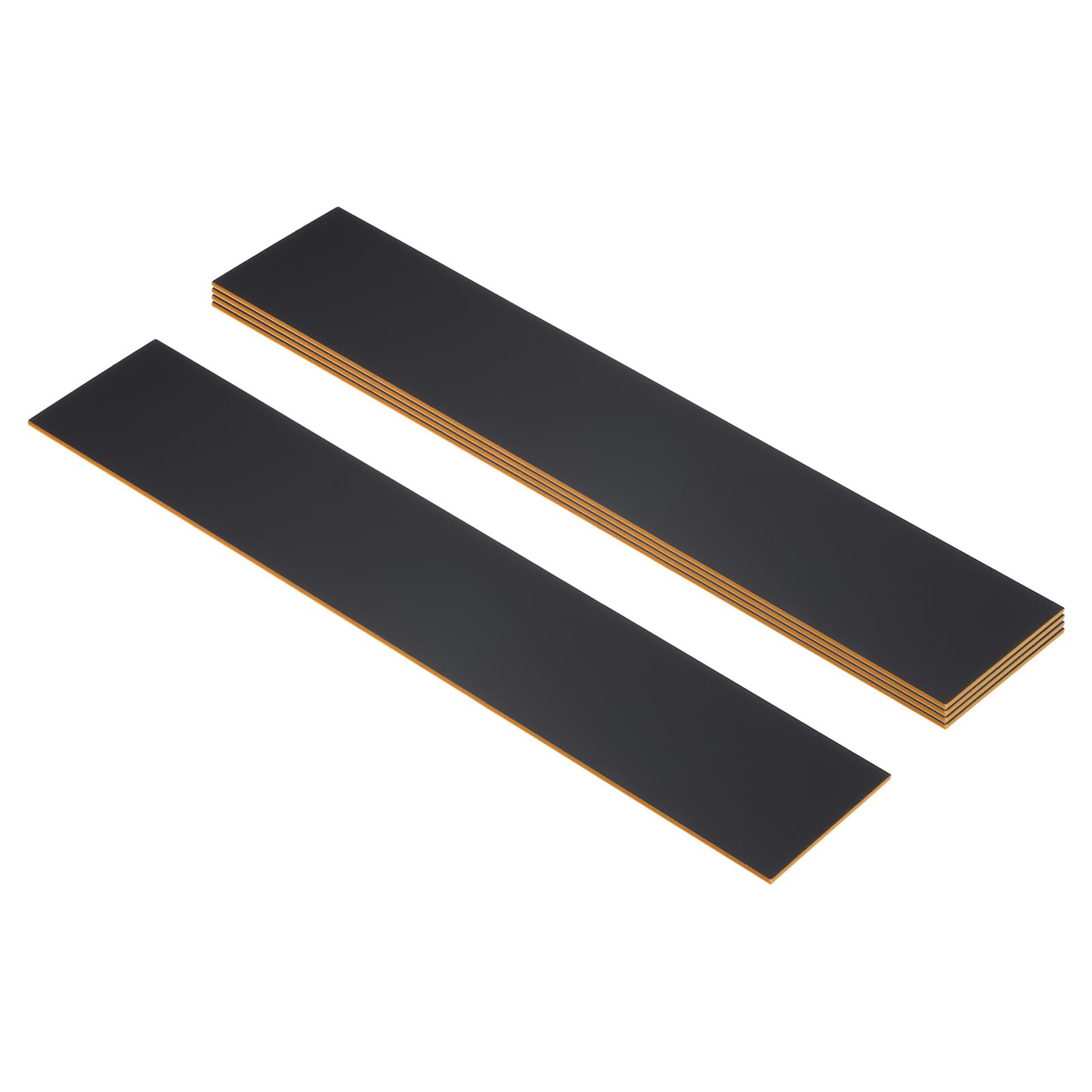 PATIKIL 10x2inch Blank Name Plates, 5Pcs Custom Engraved Name Plate Rectangle Laser Engraving Blanks for Personalized Office Desk DIY Painting Supplies, Black, Gold
