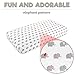 Fitted Crib Mattress Sheet and Bamboo Fabric Mattress Protector - 100% Jersey Cotton Sheets with Elephant Pattern Design