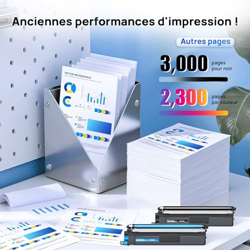 KUPYLM TN248 TN248XL Cartouche de Toner Compatible pour Brother MFC-L3760CDW, MFC-L3740CDW, DCP-L3560CDW, DCP-L3520CDWE, MFC-L3740CDWE (4-Pack, avec Puce)