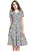 Wonderful Women Casual V Neck Dresses, Floral Print Short Sleeve Swing Cocktail Dress for Party,Stripe Yellow,Medium