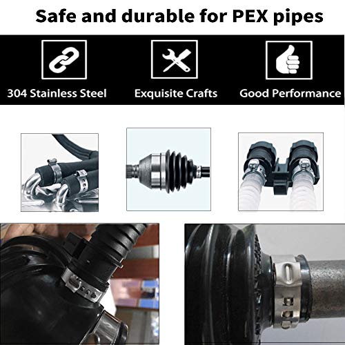 100 PCS 1/2Inch PEX Cinch Clamps Rings, 304 Stainless Steel PEX Fitting