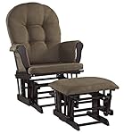 Angel Line Windsor Glider and Ottoman Set, Espresso with Chocolate Cushion