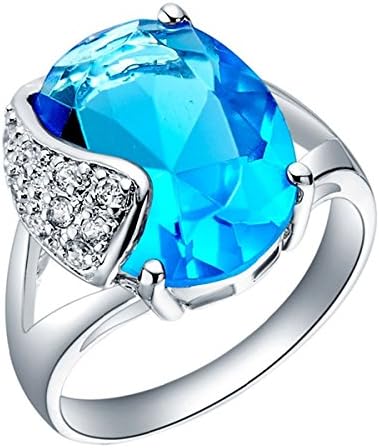 Blue Stones Bijoux Anillo Amatista Purple Crystal Ring Simulated Diamond Jewelry White Gold Rings for Women Brand Ulove J085