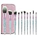 Makeup Brushes, Makeup Brush Set, soled 10 PCS Premium Crystal Handle Synthetic Essential Cosmetics Brush Kit with Leather Bag for Face Powder Foundation Blending Blush Concealer Eye Shadow Brush
