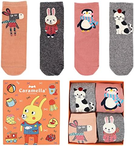 Cute Socks Set, Art of Socks, Adorable Character Design, Infant to Adult Size ① (S: 1- 3 yrs (5.5"- 6.3"/ US 7- 9.5/ 14- 16cm), J9 Set)