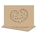 Kraft Leaves Love And Thanks Note Card Pack / 36 Leaf Wreath Thank You Greeting Cards And Kraft Envelopes / 3 1/2